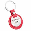 Gepersonaliseerde Gegraveerde Ronde Sleutelhanger met Leer Gepersonaliseerde Gegraveerde Ronde Sleutelhanger met Leer