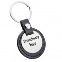 Gepersonaliseerde Gegraveerde Ronde Sleutelhanger met Leer Gepersonaliseerde Gegraveerde Ronde Sleutelhanger met Leer