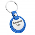 Gepersonaliseerde Gegraveerde Ronde Sleutelhanger met Leer Gepersonaliseerde Gegraveerde Ronde Sleutelhanger met Leer