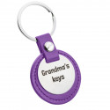 Gepersonaliseerde Gegraveerde Ronde Sleutelhanger met Leer Gepersonaliseerde Gegraveerde Ronde Sleutelhanger met Leer