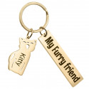 Gepersonaliseerde Gegraveerde Rechthoekige Sleutelhanger met KattenBedeltje Gepersonaliseerde Gegraveerde Rechthoekige Sleutelhanger met KattenBedeltje