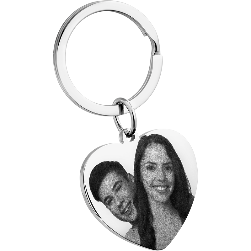 Gepersonaliseerde Gegraveerde Sleutelhanger met Hartfoto en Tekst