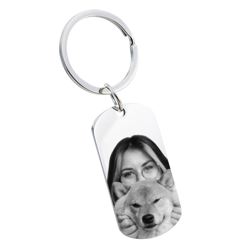 Militaire Tag Hond of Kat Foto en Tekst Gegraveerde Sleutelhanger