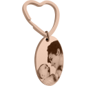 Gepersonaliseerde Ovale Gegraveerde Sleutelhanger met Foto van Hond of Kat Gepersonaliseerde Ovale Gegraveerde Sleutelhanger met Foto van Hond of Kat