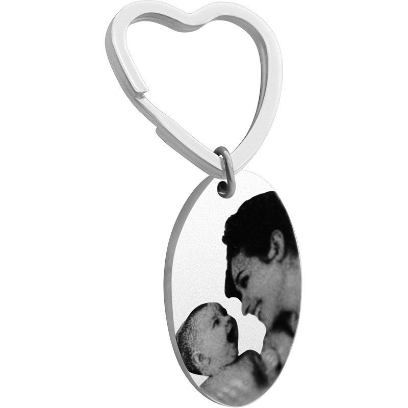 Gepersonaliseerde Ovale Gegraveerde Sleutelhanger met Foto van Hond of Kat
