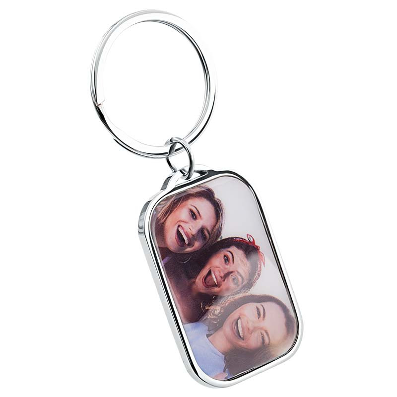 Gepersonaliseerde Luxe Rechthoekige Sleutelhanger met Foto van Hond of Kat