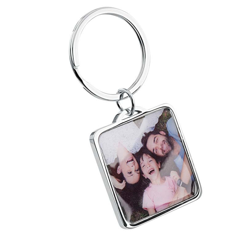 Gepersonaliseerde Luxe Vierkante Sleutelhanger met Foto van Hond of Kat