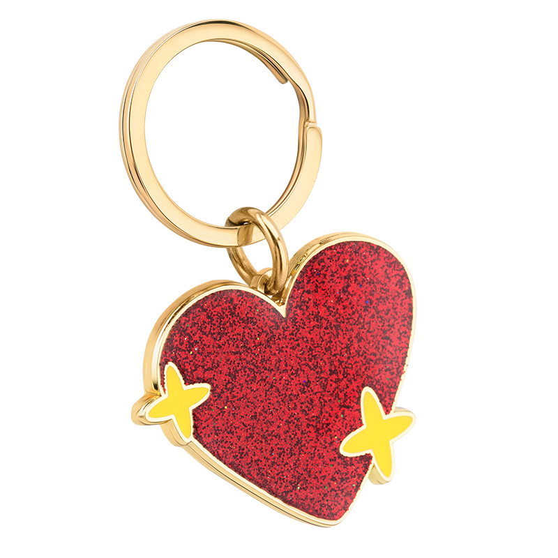 Gepersonaliseerde Gegraveerde Hart Sleutelhanger met Glitters