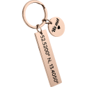 Gepersonaliseerde Sleutelhanger met Gegraveerde Coördinaten Gepersonaliseerde Sleutelhanger met Gegraveerde Coördinaten