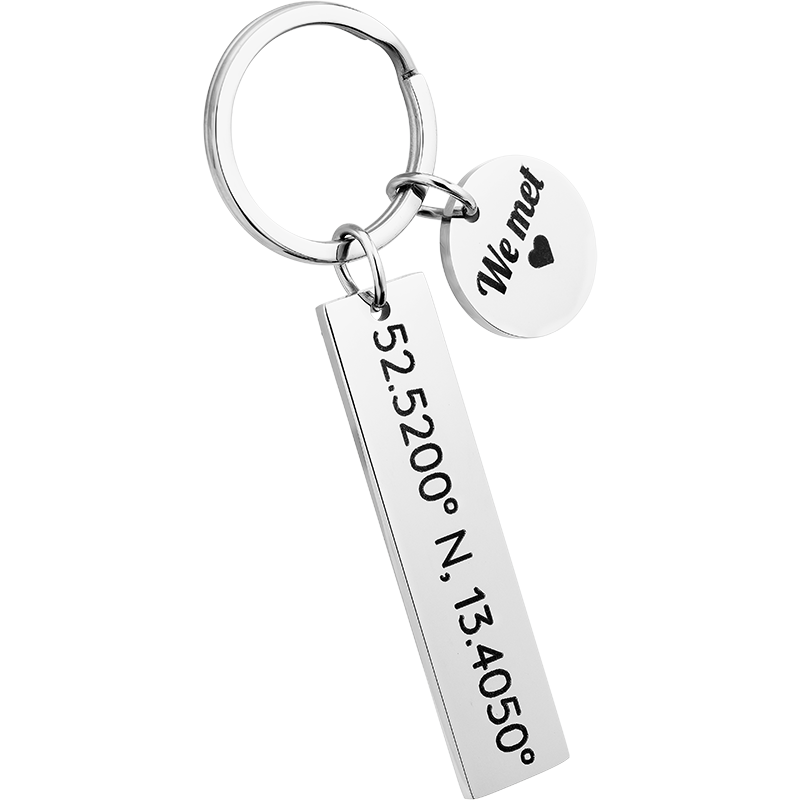 Gepersonaliseerde Sleutelhanger met Gegraveerde Coördinaten