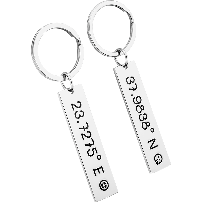 Gepersonaliseerde Sleutelhangers met Gegraveerde Coördinaten