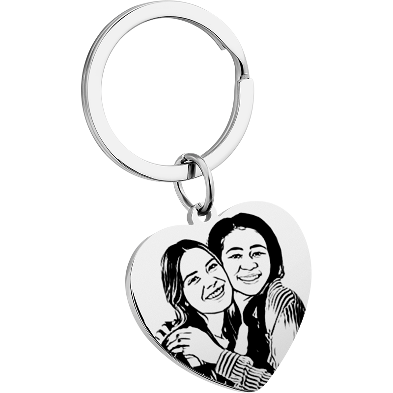 Foto-naar-Tekening Hart Sleutelhanger Foto-naar-Tekening Hart Sleutelhanger