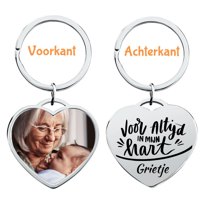 Gepersonaliseerde Herdenkings Luxe Rechthoekige Sleutelhanger met Foto