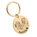 Gepersonaliseerde Sleutelhanger Familieportret in Schetsstijl – Gravure met Foto & Tekst